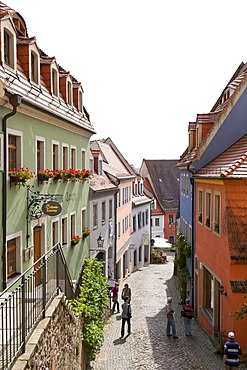 Houses at the Schlossstufen, castle steps, historic centre, Meissen, Saxony, Germany, Europe