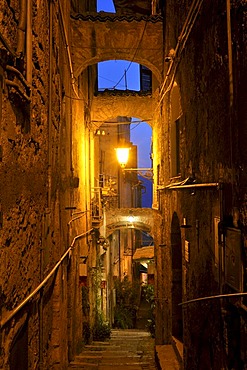 Lane with a steep staircase in the historic town centre of Anagni, Lazio, Italy, Europe