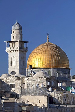 Haram esh Sharif, the Dome of the Rock and the minaret of the women's Mosque, Jerusalem, Israel, Middle East