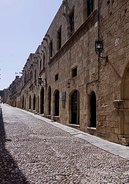 Odos Ippoton, medieval Street of the Knights, city of Rhodes, Rhodes, Greece, Europe