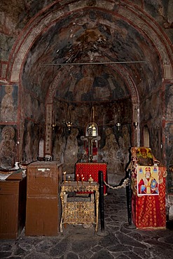 Interior view, Agios Nikolaos Fountokli, medieval monastery church, Rhodes, Greece, Europe