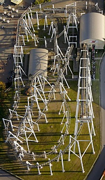 Aerial view, MP Xpress, Movie Park Germany, amusement park, Bottrop Kirchhellen, Ruhr Area, North Rhine-Westphalia, Germany, Europe