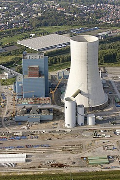 Aerial view, Datteln 4, E.ON coal-fired power plant under construction, Datteln, Ruhr Area, North Rhine-Westphalia, Germany, Europe