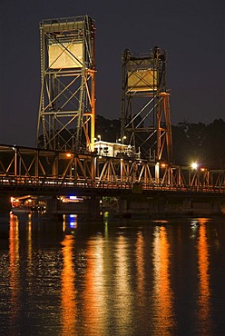 Bridge across the Clyde River by night, Batemans Bay, New South Wales, Australia