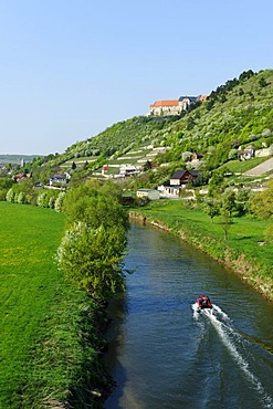 Fryburg an der Unstrut with Schloss Neuenburg castle, wine growing area in the Saale-Unstrut region, Saale Unstrut Triasland Nature Park, Saxony-Anhalt, Germany, Europe