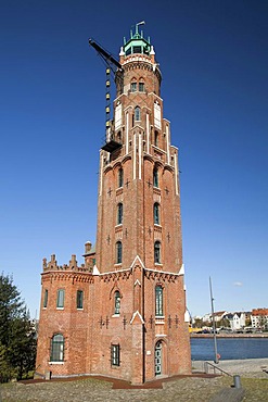 Simon Loschen Lighthouse, Neuer Hafen harbour, Havenwelten, Bremerhaven, Weser River, North Sea, Lower Saxony, Germany, Europe, PublicGround