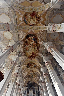 Ceiling fresco, ceiling painting, Heilig-Geist-Kirche church on Viktualienmarkt square, Munich, Bavaria, Germany, Europe