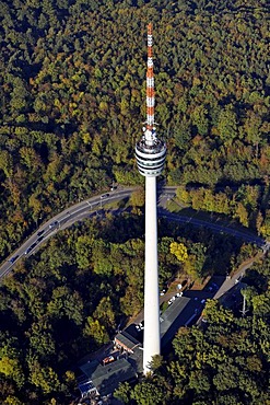 Aerial view, television tower, Stuttgart forest in autumn, Stuttgart, Baden-Wuerttemberg, Germany, Europe