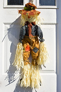 Halloween decoration on a door, Massachusetts, New England, USA