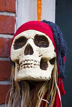 Halloween decoration at the entrance of a shop in Newburyport, Massachusetts, New England, USA