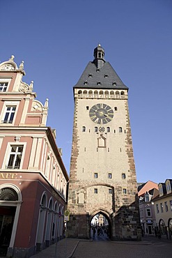 Altpoertel city gate from Postplatz square, Speyer, Rhineland-Palatinate, Germany, Europe