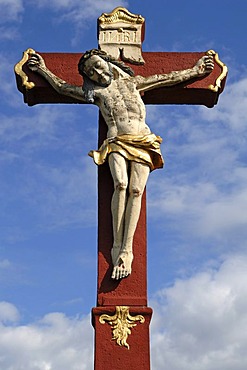 Wayside crucifix, made of stone, 1767, Friesenheim, Baden-Wuerttemberg, Germany, Europe