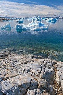 Icebergs at Tiniteqilaaq, Sermilik Fjord, East Greenland, Greenland