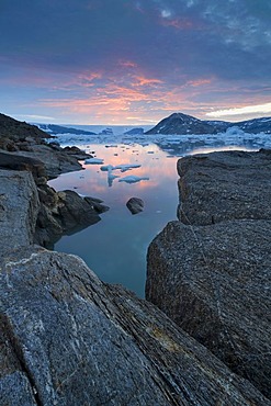 View of the continental ice sheet, Johan Petersen Fjord, East Greenland, Greenland