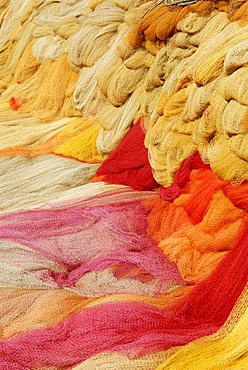 Coloured fishing nets, Mahe, Malabar Coast, northern Kerala, Kerala, southern India, India, Asia