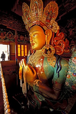 Buddha statue, Tikse monastery, a monastery of the Gelugpa school, Ladakh, Jammu and Kashmir, Indian Himalayas, northern India, India, Asia