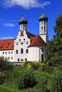 St Benedict monastery church and Kloster Benediktbeuren monastery, former Benedictine abbey, Bad Toelz-Wolfratshausen district, Bavaria, Germany, Europe