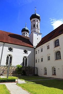 Cloister, Kloster Benediktbeuren monastery, former Benedictine abbey, Bad Toelz-Wolfratshausen district, Bavaria, Germany, Europe