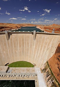 View from Highway 89 Glen Canyon Bridge on Glen Canyon Dam, Page, Glen Canyon National Recreation Area, Arizona, United States of America, PublicGround