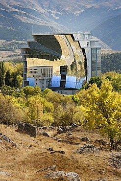 Solar furnace, le Grand Four Solaire d'Odeillo, 1000 kW thermal power station, Font-Romeu-Odeillo-Via, Pyrenees-Orientales, Northern Catalonia, France, Europe, PublicGround