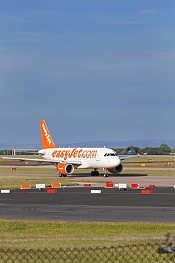 An EasyJet plane at Manchester airport, England, United Kingdom, Europe