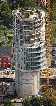 Aerial view, office building built on an old bunker, Exzenterhaus, Bochum, Ruhr Area, North Rhine-Westphalia, Germany, Europe