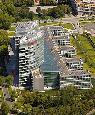 Aerial view, EON headquarters in Essen, Ruhr area, North Rhine-Westphalia, Germany, Europe