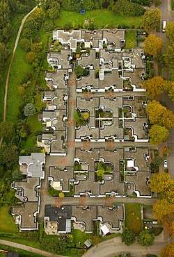 Aerial view, bungalows, Barkhovenallee, Essen, Ruhr Area, North Rhine-Westphalia, Germany, Europe