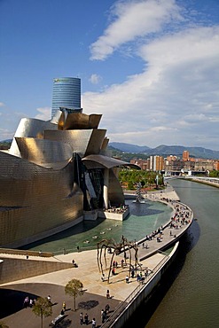 The Guggenheim Museum of Contemporary Art of Bilbao, nicknamed The Hole, contemporary museum built of titanium, limestone and glass, designed by Frank O. Gehry in 1997, Basque region, Spain, Europe