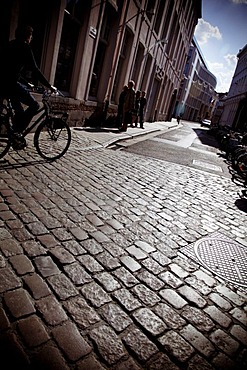 Cobblestone street, Patershol quarter, Ghent, Western Flanders, Belgium, Europe