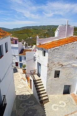 Alleyway in the town of Frigiliana, Andalusia, Spain, Europe