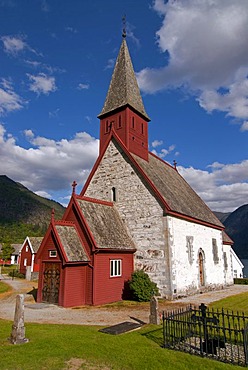 Dale Kyrkje church, in Luster near the banks of Lusterfjord, Norway, Europe