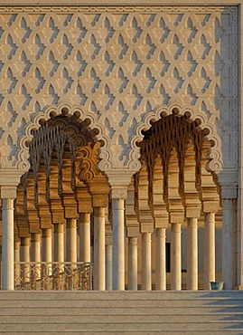 Columns at the mausoleum of King Mohammed V, Rabat, Morocco, Africa