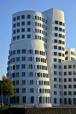 Gehry Buildings in the Media Harbour, Neuer Zollhof, Duesseldorf, North Rhine-Westphalia, Germany, Europe