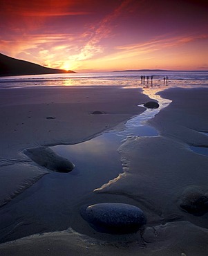 Sunset on the beach, Achill Island, County Mayo, Republic of Ireland, Europe