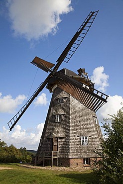 Hollaenderwindmuehle windmill in Benz, Usedom Island, Mecklenburg-Western Pomerania, Baltic Sea, Germany, Europe