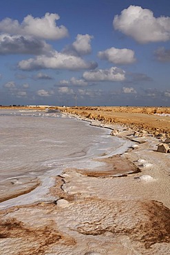 Sebkhet el Melah salt lake near the Zarzis oasis, Tunisia, Maghreb, North Africa, Africa