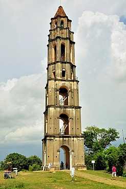 Seven-storeyed Iznaga Tower, a 50 meters high slave tower, Valle de los Ingenios Valley, Valley of the Sugar Mills, near Trinidad, Cuba, Caribbean