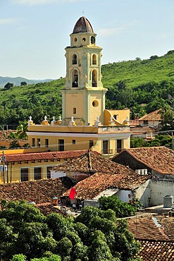 Overlooking the historic city centre of Trinidad with the Church of Ermita Nuestra Senora de la Candelaria de la Popa, Trinidad, Cuba, Caribbean