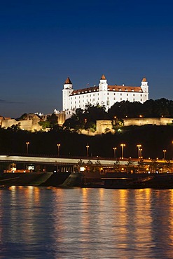 Bratislava Castle at night, Bratislava, Slovakia, Europe