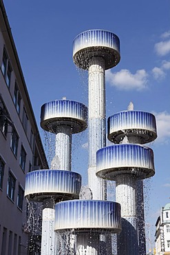 Porzellanbrunnen fountain on Schillerstrasse street, by Hans Achtziger and Erich Hoefer, Selb, Fichtelgebirge mountain range, Upper Franconia, Franconia, Bavaria, Germany, Europe, PublicGround