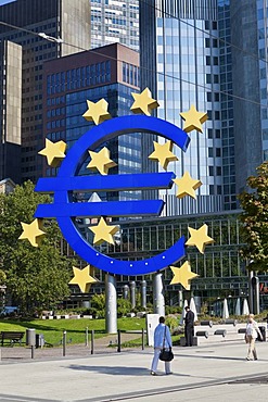 European Central Bank, ECB, euro sign, Frankfurt am Main, Hesse, Germany, Europe, PublicGround