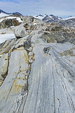 Rock formations on the Mittivakkat Glacier, Ammassalik Peninsula, East Greenland, Greenland