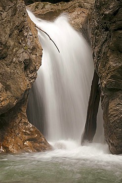 Waterfall in the Wolfsklamm gorge, Stans, Karwendel Mountains, Tyrol, Austria, Europe