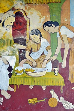 Buddhist wall paintings for religious instruction, Wewurukannala Vihara Temple, Dikwella, Sri Lanka, Asia, PublicGround