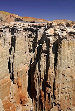 Eroded hoodoos and rock formations in the Coal Mine Canyon, coloured by minerals, Coal Mine Mesa, Painted Desert, Hopi Reservation, Navajo Nation Reservation, Arizona, USA