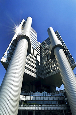 Hypo-Hochhaus, administrative building of the HypoVereinsbank bank, Mittlerer Ring, Arabellapark, Bogenhausen, Munich, Bavaria, Germany, Europe