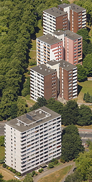 Aerial view, prefabricated buildings, Duisburg, Ruhr area, North Rhine-Westphalia, Germany, Europe