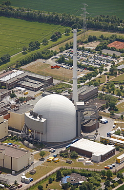 Aerial view, Grohnde Nuclear Power Plant, Hameln-Pyrmont, Lower Saxony, Germany, Europe