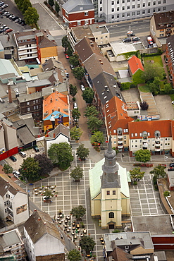 Aerial view, Lutherkirche church, Luther quarter, Hamm, Ruhr Area, North Rhine-Westphalia, Germany, Europe